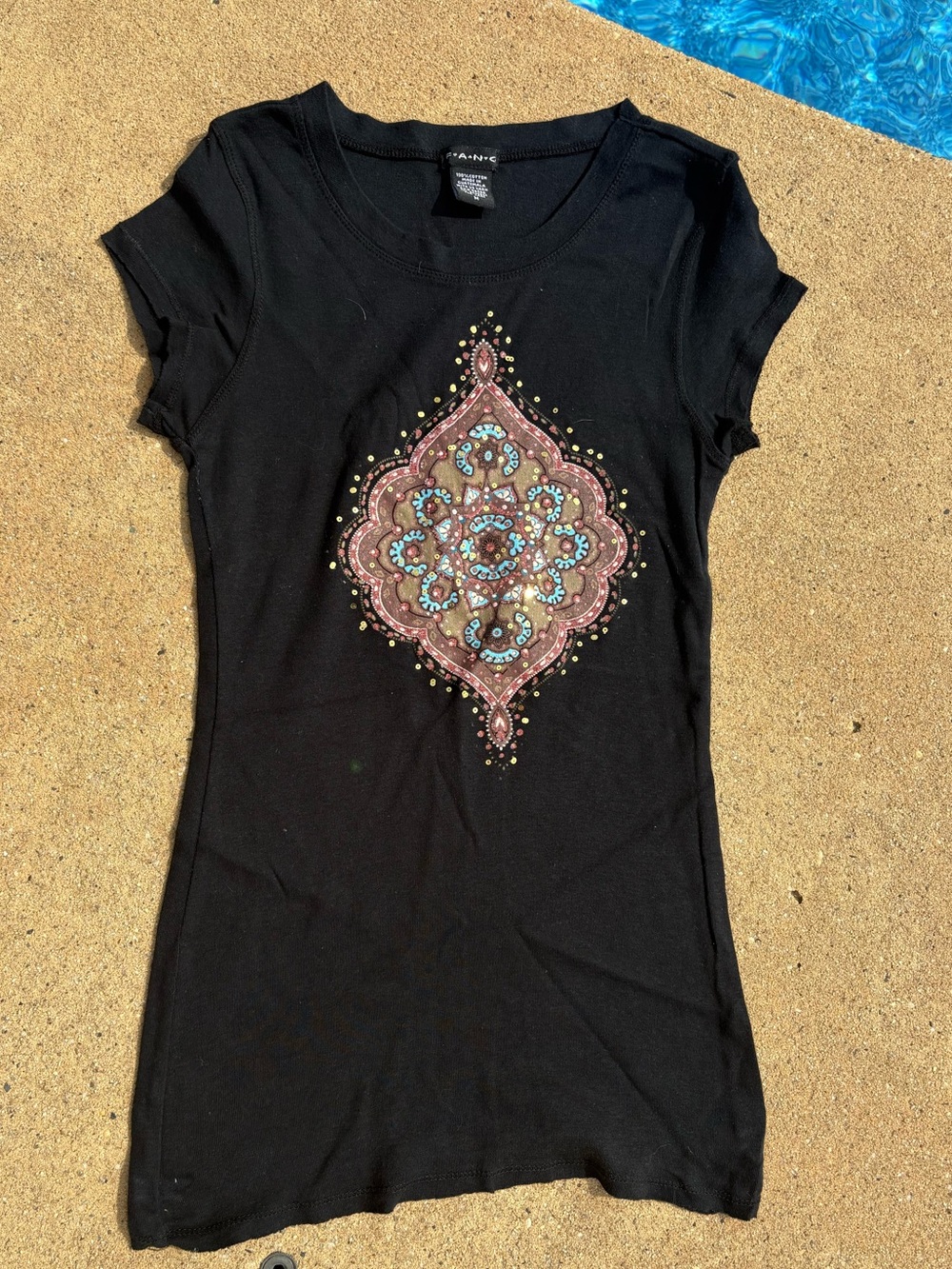 Vintage Y2K FANG Black Baby Tee Mandala Graphic Tee